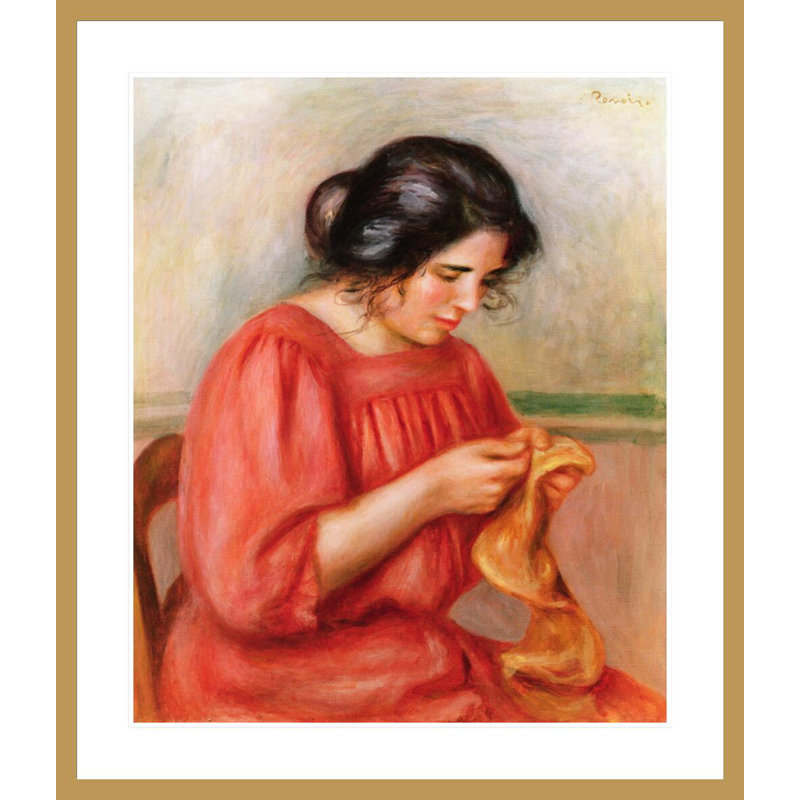 Gabrielle darning par Pierre-Auguste Renoir, impression giclée encadrée, H 38,97 po x l 33,5 po