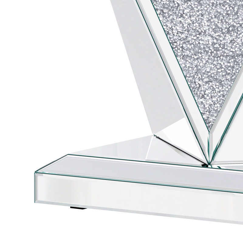 Mirrored Crushed‑Diamond V‑Shaped Console Table