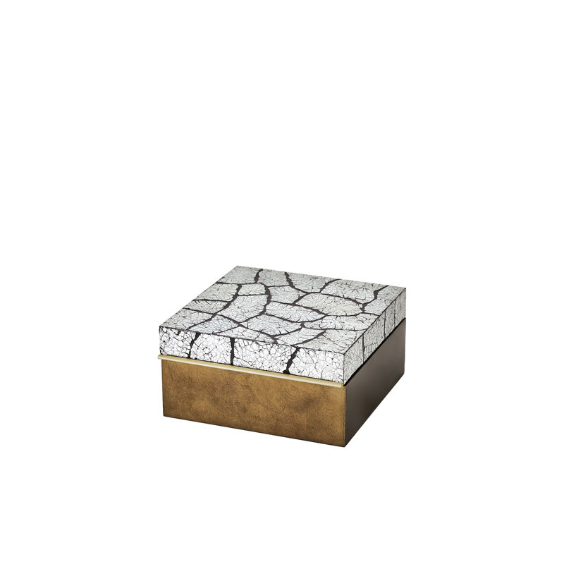 Eggshell Box-Antique Gold Leaf-Sm, 4.5" H x 9" W x 9" D