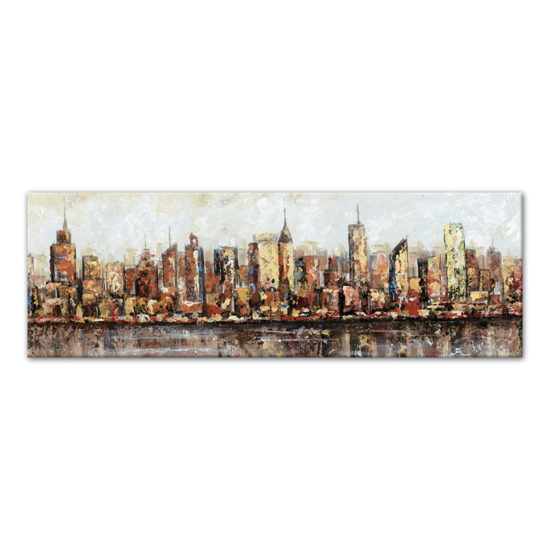 « painted cityscape », impression sur toile, H 12 po x l 36 po, Toile tendue
