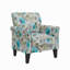 Chaise d'appoint Barnet en bleu pastel et floral gris avec pieds en bois massif-130381269