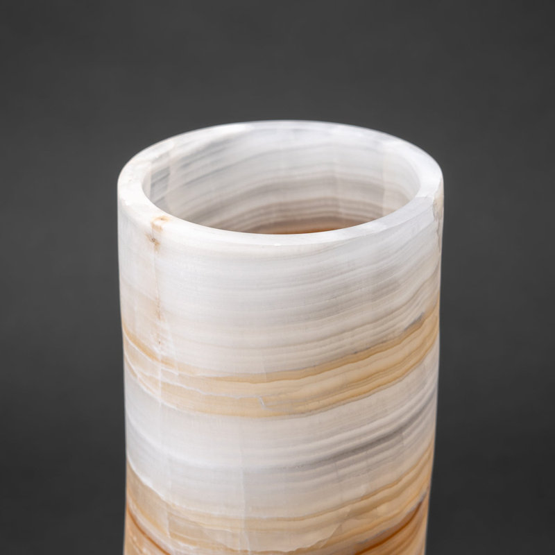 Lampe onyx à bande ronde véritable (14 po, 10 lb)