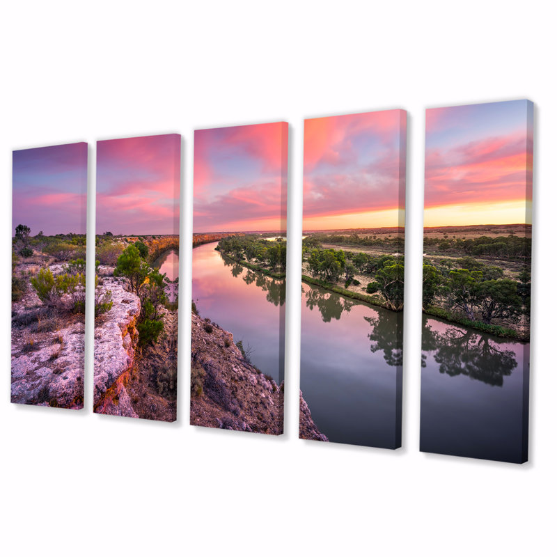 Murray River Sunset - décoration murale paysages - 5 panneaux égaux