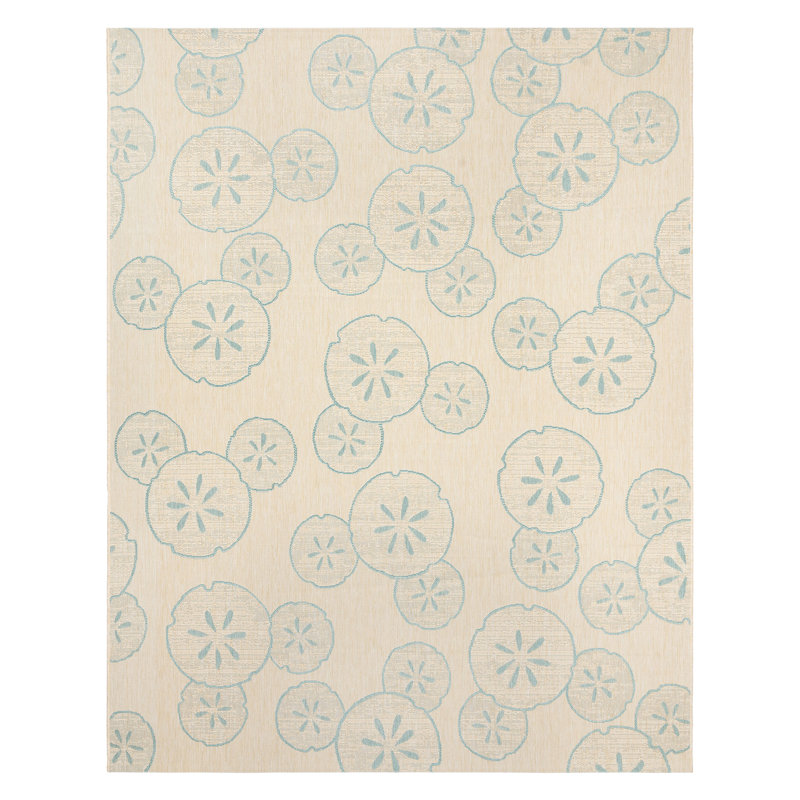Tapis intérieur / extérieur bleu / sable tissé à plat Disney Mickey Mouse, Rectangle 8 pi 9 po x 13 pi 1 po