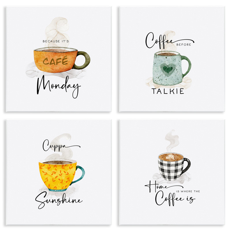 "Coffee Delights", ensemble de 4 plaques murales, design par Joy Hall