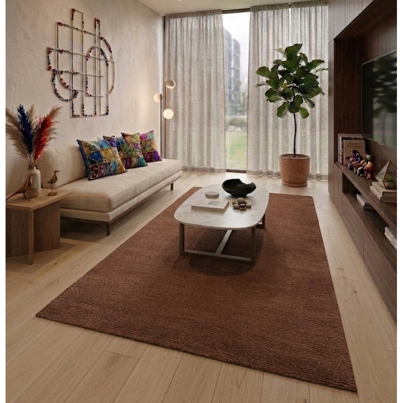 Tapis d'intérieur 100% laine Choco, Rectangle 5 pi x 8 pi
