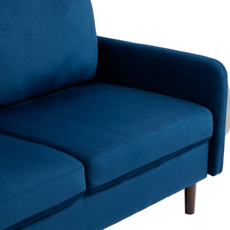 Milman 144.5Cm Velvet Square Arms Loveseat, Navy Blue
