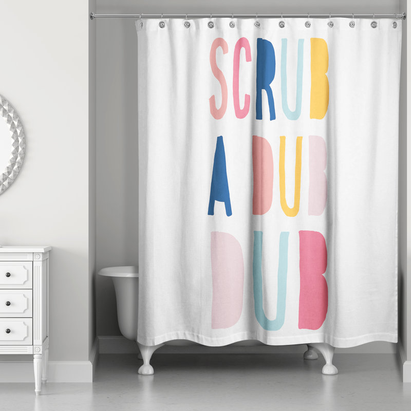 Rideau de douche simple Eisa Scrub a Dub, Rose