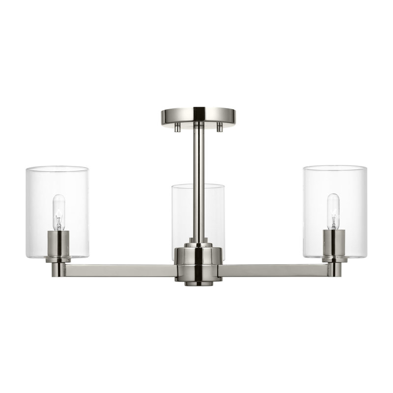 3 - Light Semi Flush Mount, Brushed Nickel