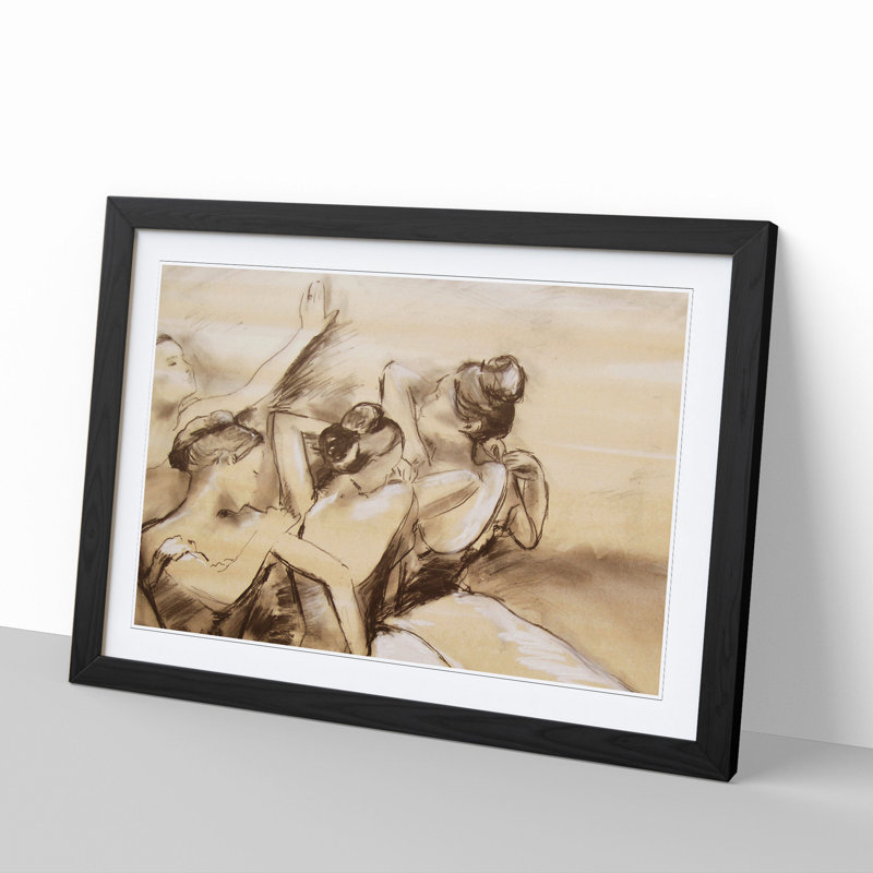 Study of Ballet Ballerina Dancers Vol.1 by Edgar Degas - Framed Print, 48cm H x 65cm W x 2cm D, Black Framed