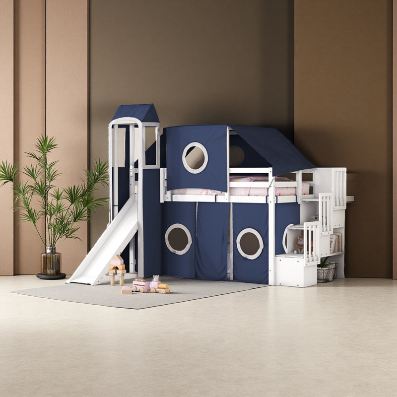 Lit mezzanine simple avec tente et tour