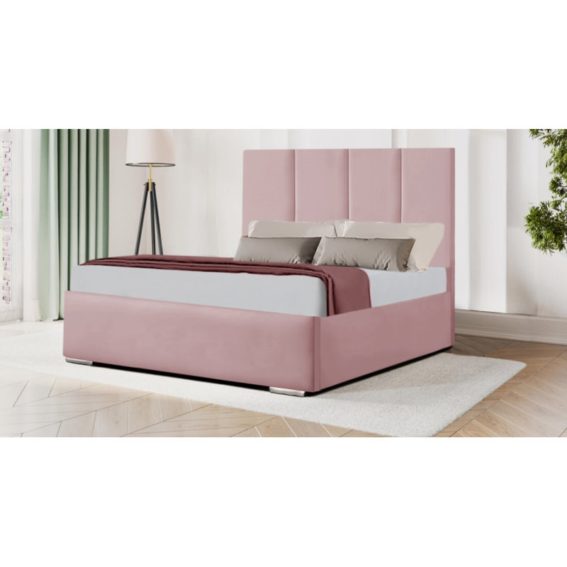 Bodison Upholstered Velvet Bed Frame, Single (3'), Pink