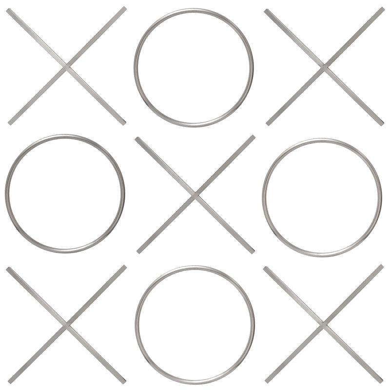 Grande décoration murale Tic Tac Toe, Chrome, 66.75" H x 66.75" W x 0.75" D