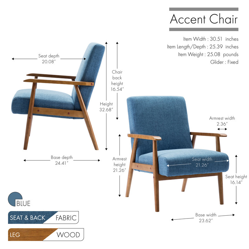 Upholstered Armchair, Blue