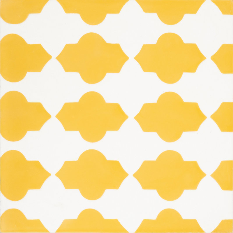 Tafraout 8" x 8" Cement Patterned Wall & Floor Tile, Yellow/White