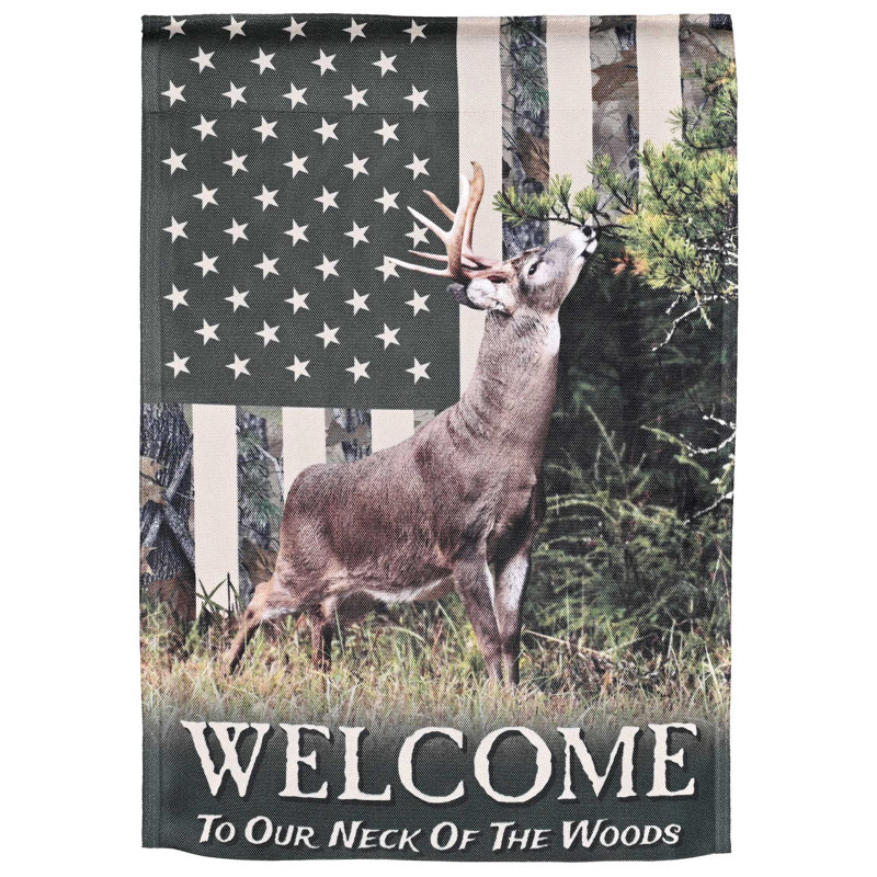 Drapeau, cerf, camouflage, bienvenue