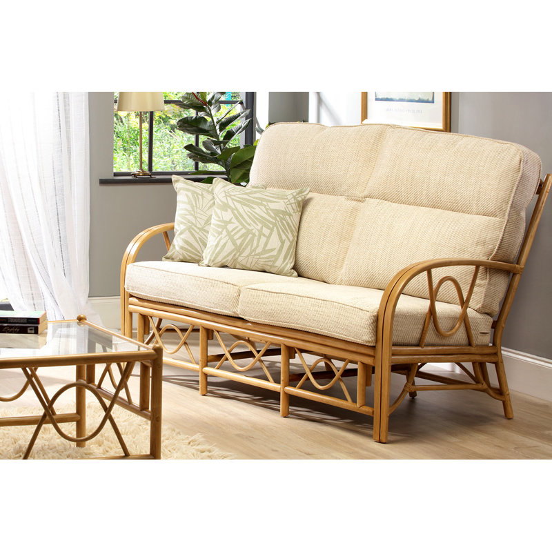 Nadette 3 Seater Sofa, Chenille, Cream, Light Oak