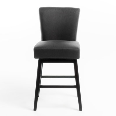Tabouret de comptoir pivotant gris anthracite, siège en tissu, pieds en bouleau, profondeur de 25,2 po, stable 19,5 po x 40,5 po, siège et pieds