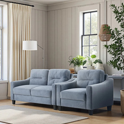 2 Piece Living Room Sofa Set 54" Velvet Loveseat With Thickened Cushions And A Upholstered Single Sofa Chair by Mercer41