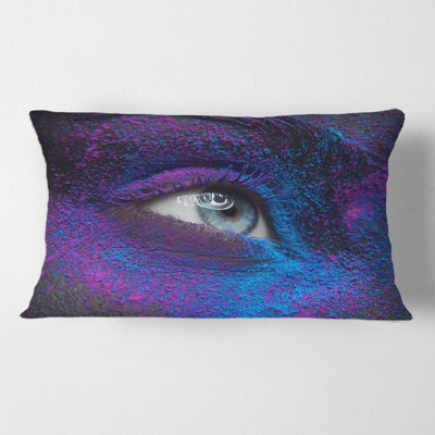 Female Eye with Dry Paint Dust Pigment on Face Rectangular Pillow Cover & Insert