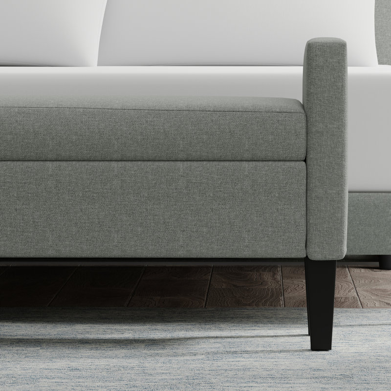 Banc de rangement à couvercle rabattable rembourré, Pierre, H 24 po x l 51,77 po x P 17,8 po