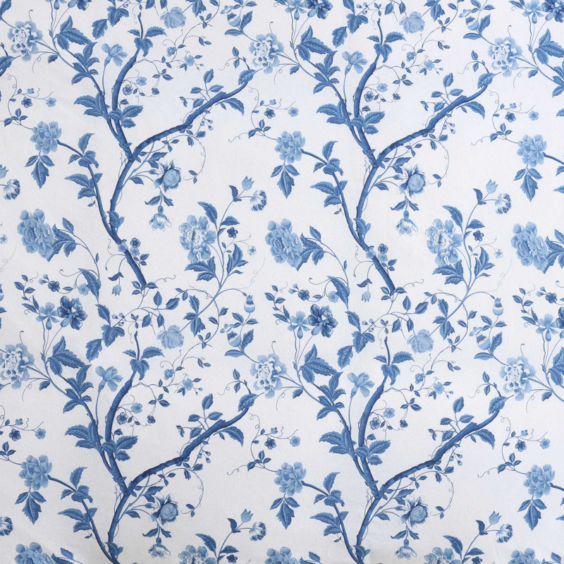 King Blue Cotton Reversible Floral Comforter Set