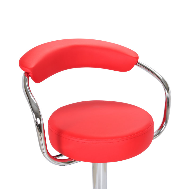 Zenith Swivel Upholstered Adjustable Height Counter Stool with Metal Frame, Red