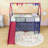 Metal House Twin Loft Bed With Slide, Curtain Set, Guardrails And Ladder-1516796780