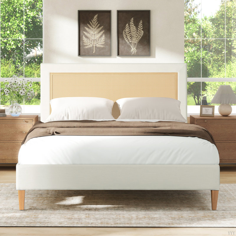 Lit plateforme tapissier Haley, Grand lit