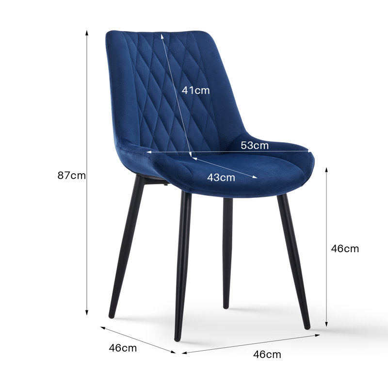 Nogales 46cm H Velvet Upholstered Side Chair, Blue