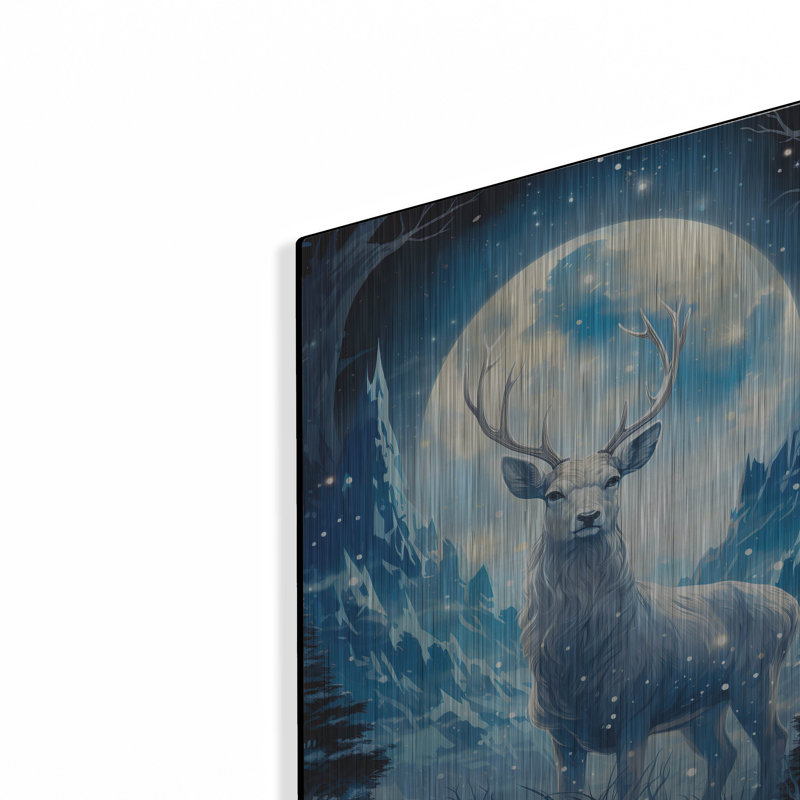 Art mural en métal Millwood Pines «Spirit Blue Deer» par Momart, H 16 po x l 12 po