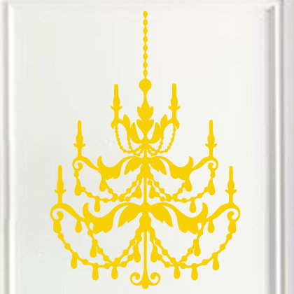 Décalcomanie murale lustre française, H 48 po x l 33 po x P 0,01 po, Jaune clair
