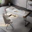 62.99" White+Silver Rectangular Stone+Solid Wood+Stainless Steel with 3 drawers desk-109026110
