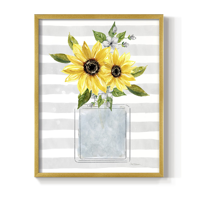 Sunflower Perfume I Framed Print - Solid Wood, Gold, 10" H x 8" W