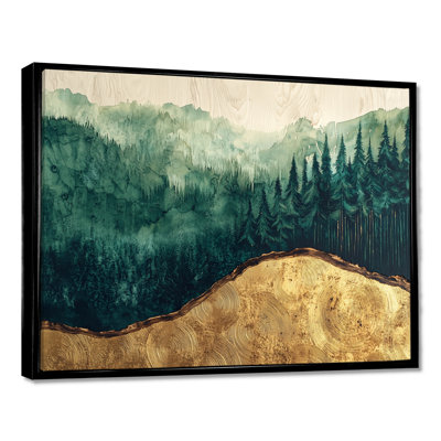 «Pine Trees Forest Landscape Into A Wood Slide II», art mural grand arbres