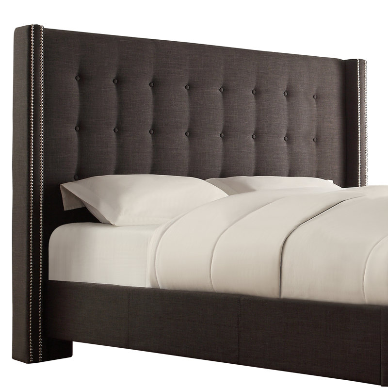 Kaster Upholstered Bed, Full, Heathered Dark Gray Linen