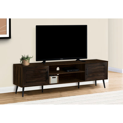 Tv Stand 72 Inch, Brown Laminate, Black Legs, Living Room Essential Inch Media Console, Laminate With For Large Screens