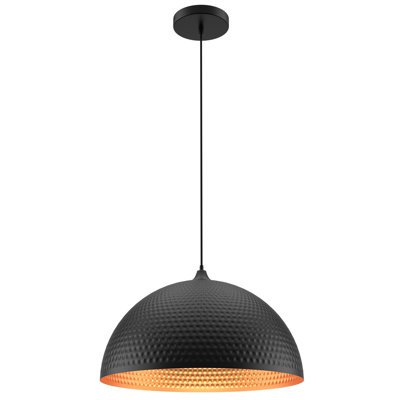 Black Hammered Hemispherical Pendant Light