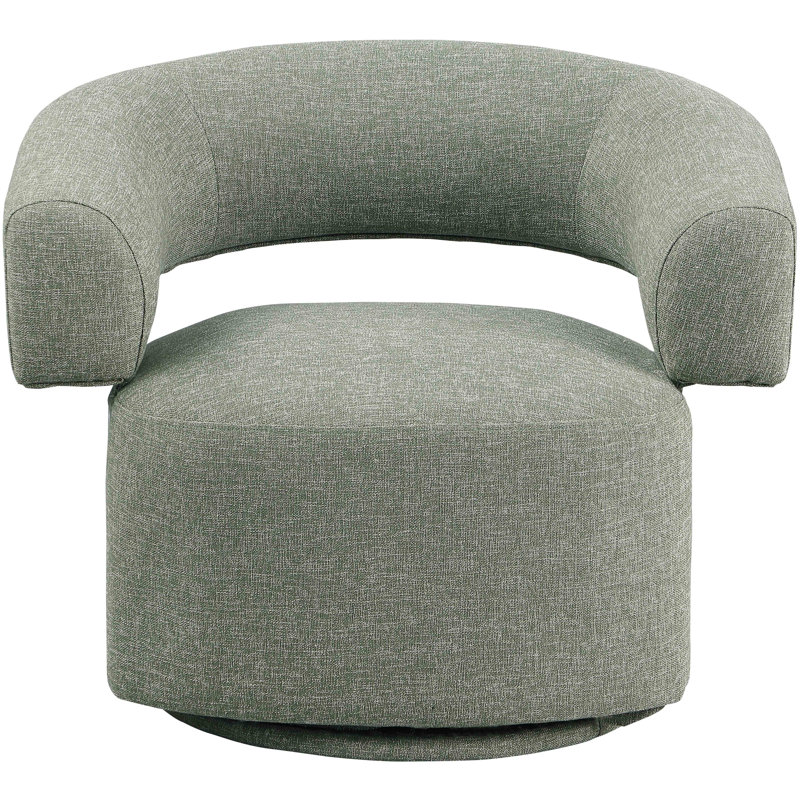 Hynek Upholstered Swivel Accent Chair, Green Linen Textured Fabric