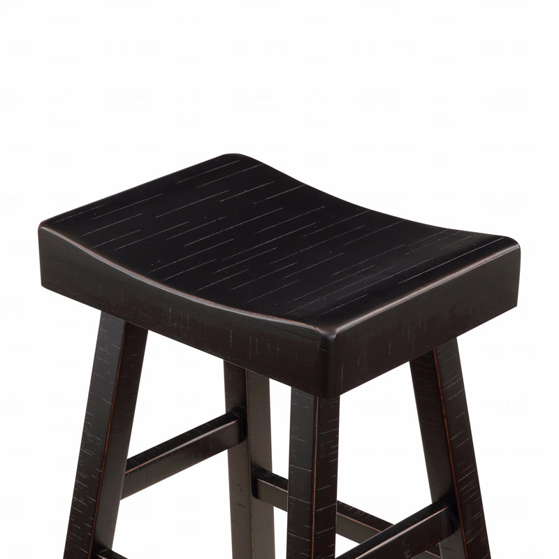 Ensemble de 4 tabourets transitionnels de hauteur bistro, tabourets de table et de bar à finition noire en bois d'hévéa massif