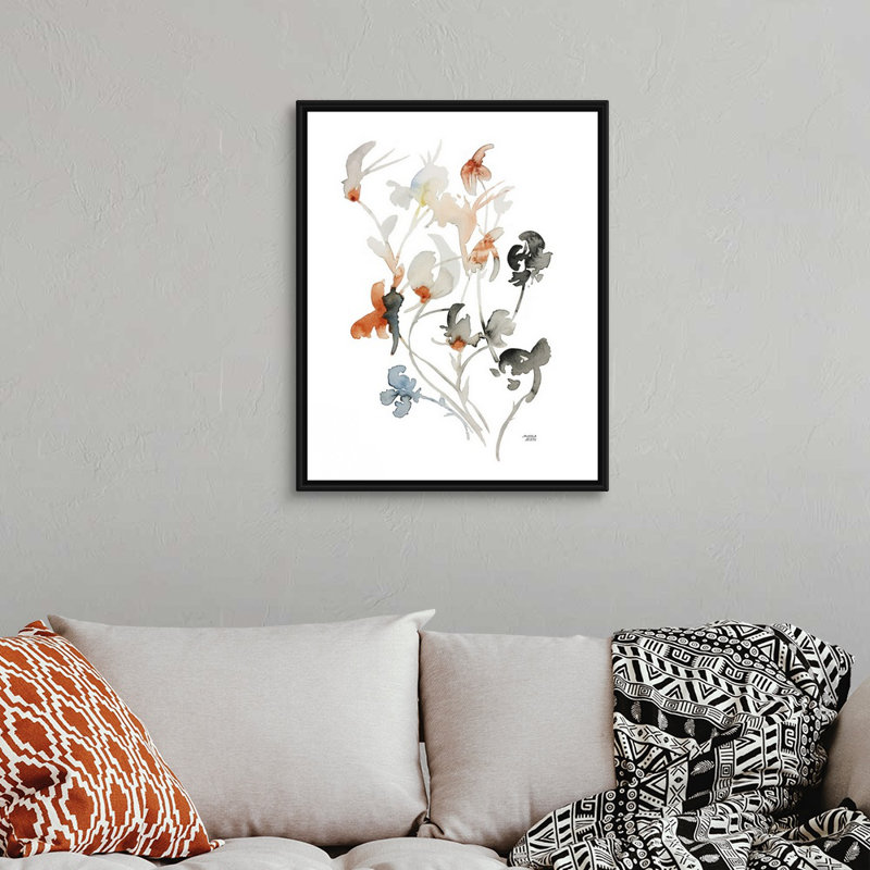 Reproduction d’art sur toile, "Watercolor Botanical I" par Andrea bijou, Cadre noir, H 32 po x l 26 po x P 1,75 po