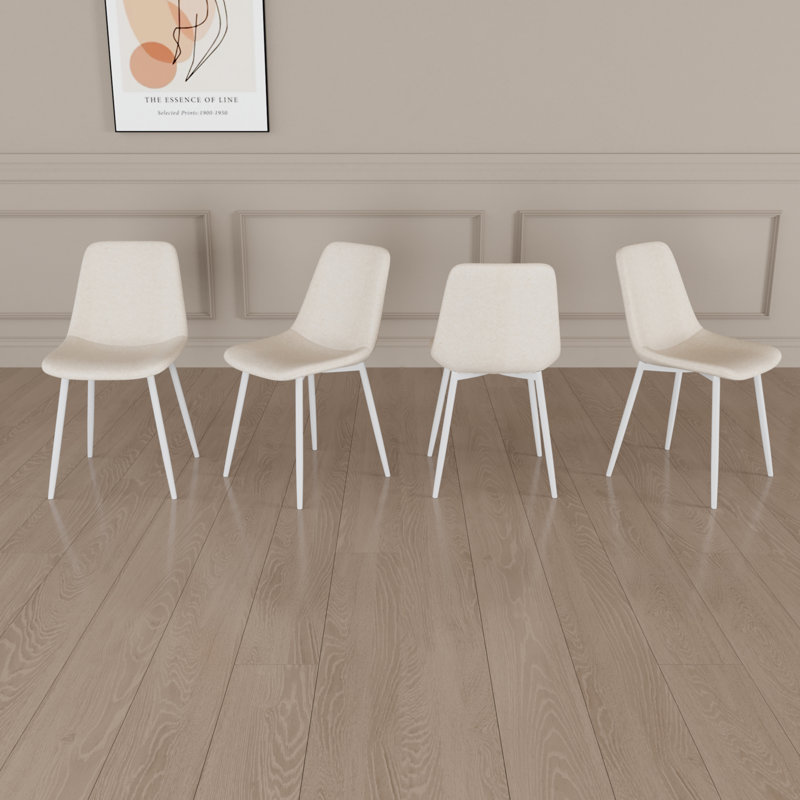 Ensemble de 4 chaises de salle à manger rembourrées modernes, Beige