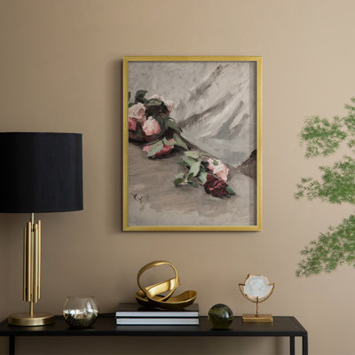 Reproduction florale vintage avec encadrement CCL XXXII - bois massif