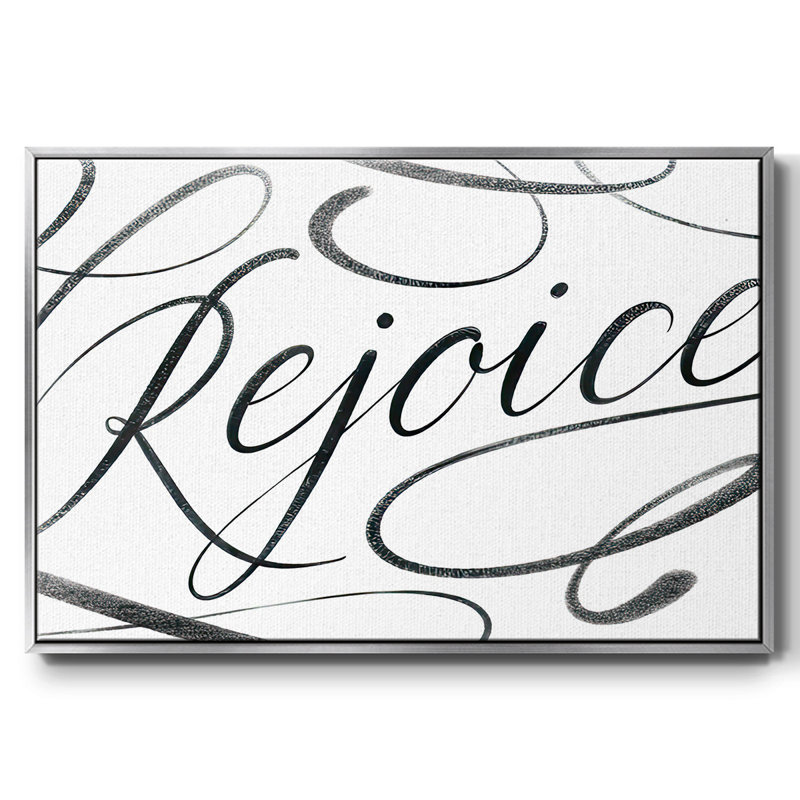 Rejoice, reproduction d'art sur toile, H 27 po x l 41 po x P 1,5 po, Noir, Encadrement argenté