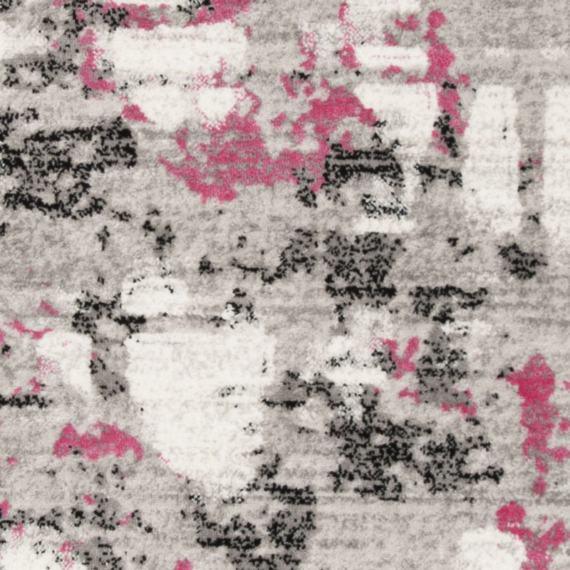 Tapis à motif abstrait gris / rose Strasser, Tapis de couloir 2 pi x 14 pi