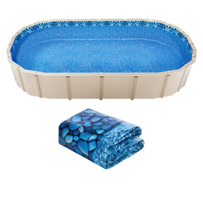 Doublure de piscine ovale à chevauchement