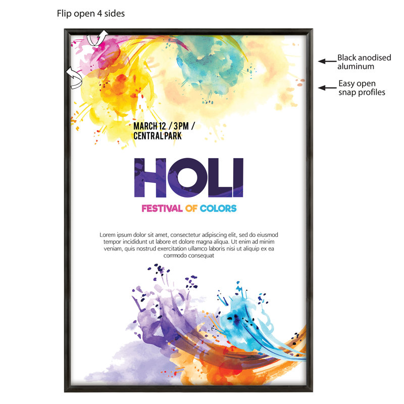 Black Aluminum 27x40 Inch Front-Loading Wall Picture Frame