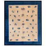 Ivory Color Antique Late 19th Century Room Size Floral Chinese Peking Carpet
