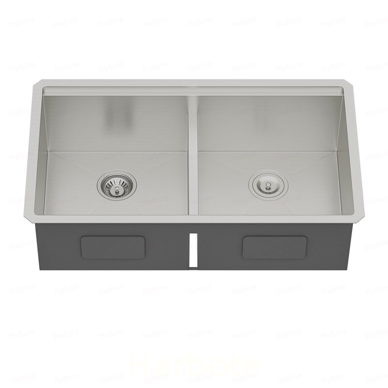 Évier de cuisine encastrable à double cuve (50/50) de calibre 16 avec deux cuves profondes de 10 po, nickel brossé encastrable 30 po x 19 po x 10 po