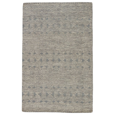 Hand Knotted Wool Area Rug in Gray